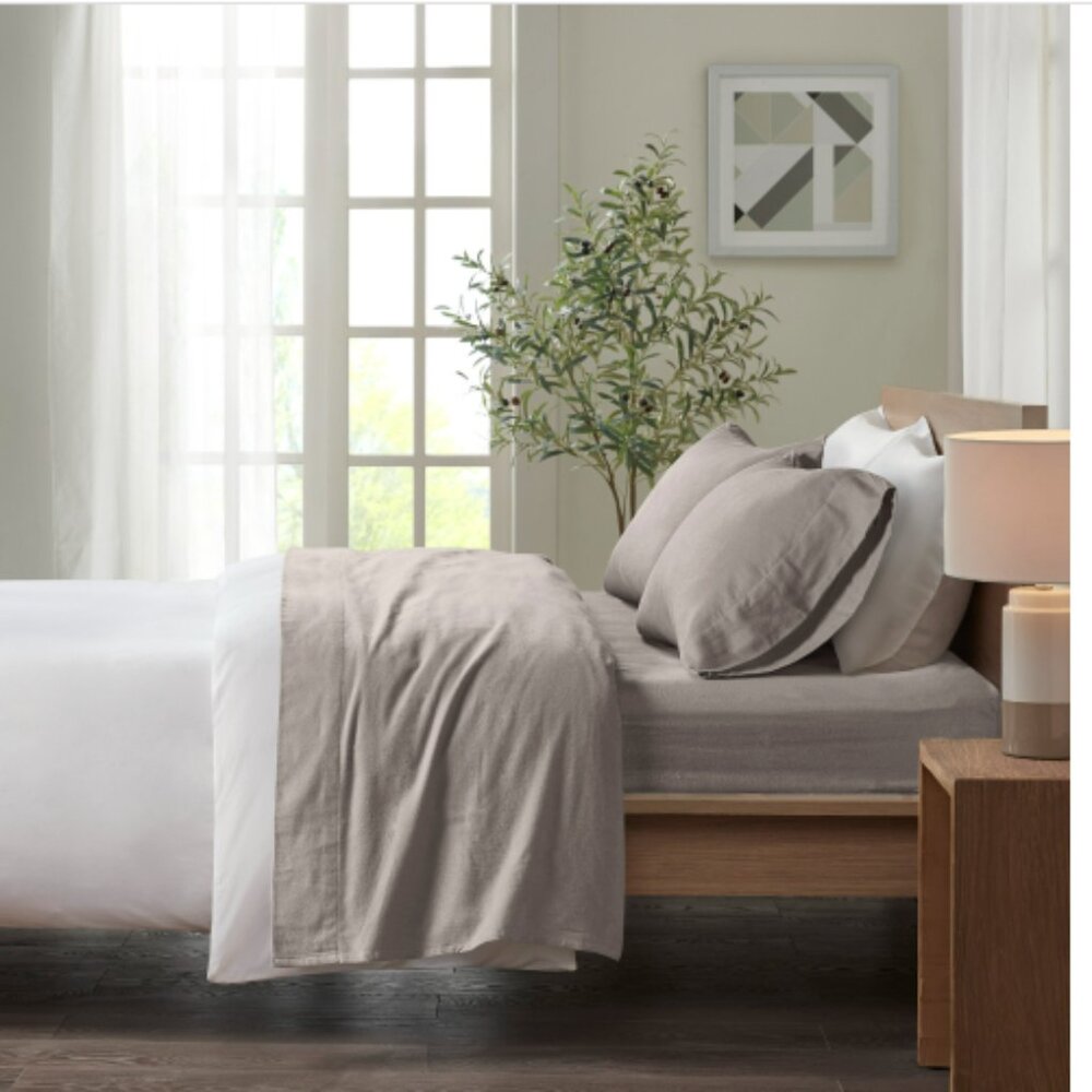 Solid Flannel Sheet Set (Twin) Gray
